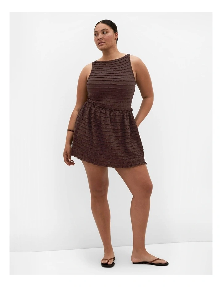 Plus Size Sheree Sleeveless Ruched Mini Dress in Chocolate image 1