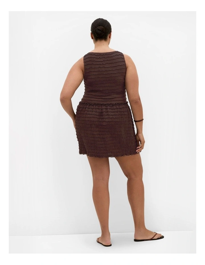 Plus Size Sheree Sleeveless Ruched Mini Dress in Chocolate image 2