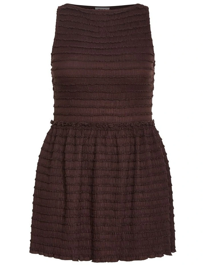 Plus Size Sheree Sleeveless Ruched Mini Dress in Chocolate image 3