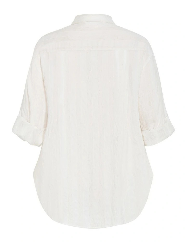Plus Size Sundaze Stripe Button Up Shirt in Ivory image 4