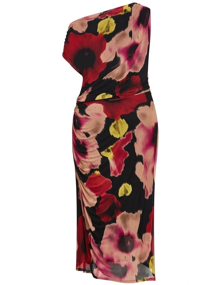 Plus Size Vivid Mesh Haze Print Maxi Dress in Berry image 4