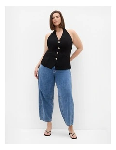 Plus Size Abbie Halter Vest in Black