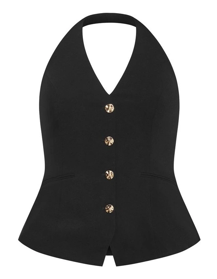 Plus Size Abbie Halter Vest in Black image 3
