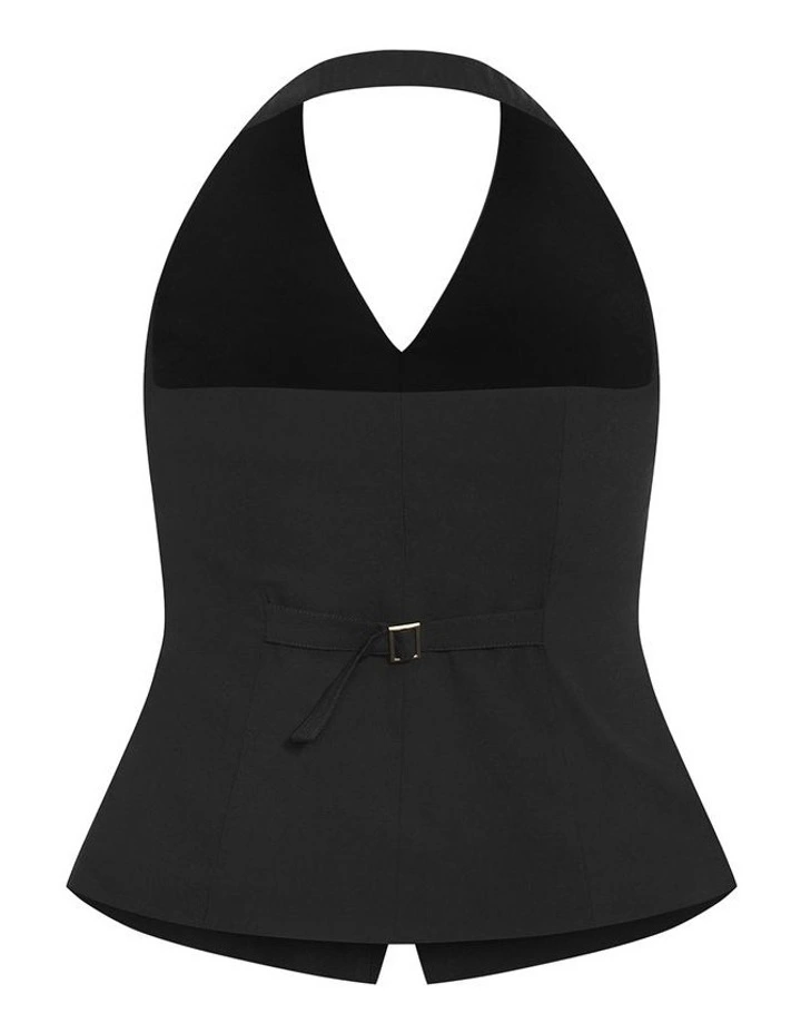 Plus Size Abbie Halter Vest in Black image 4