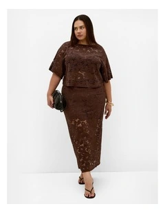 Plus Size Lani Lace Skirt inCchocolate