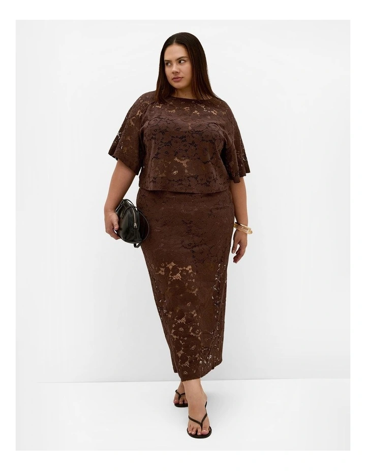 Plus Size Lani Lace Skirt inCchocolate image 1