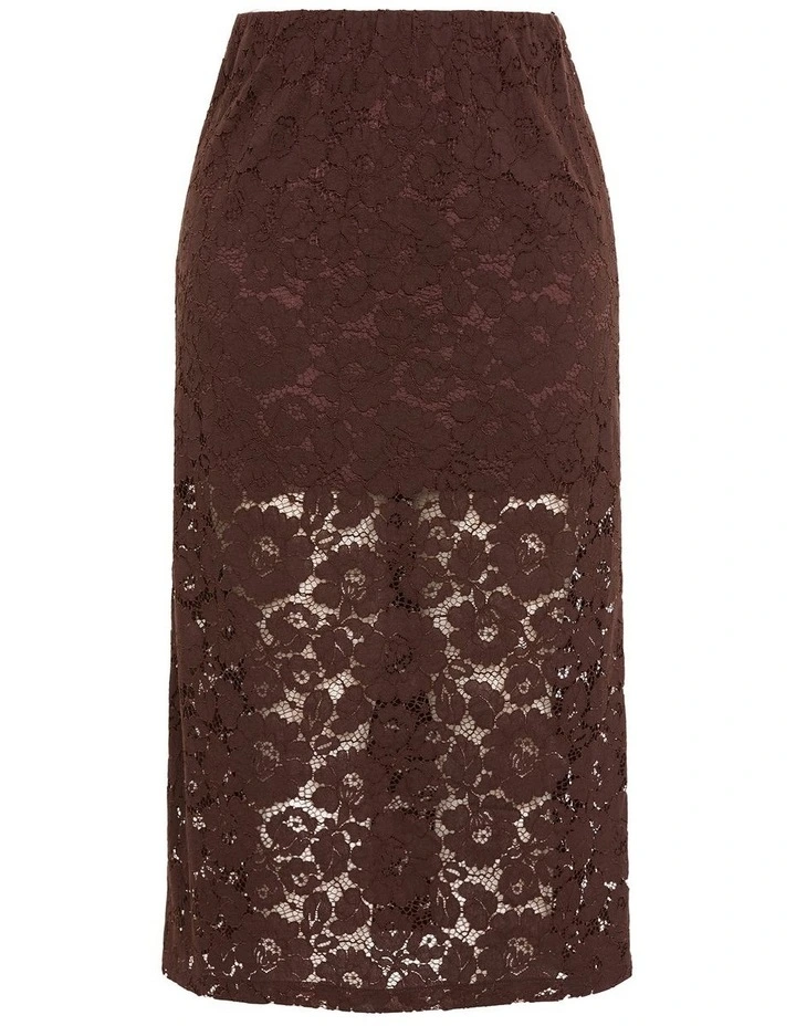 Plus Size Lani Lace Skirt inCchocolate image 3
