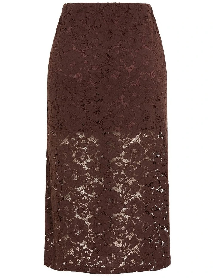Plus Size Lani Lace Skirt inCchocolate image 4