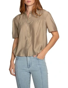 Honeylace  Short Sleeved Blouse in Marigold