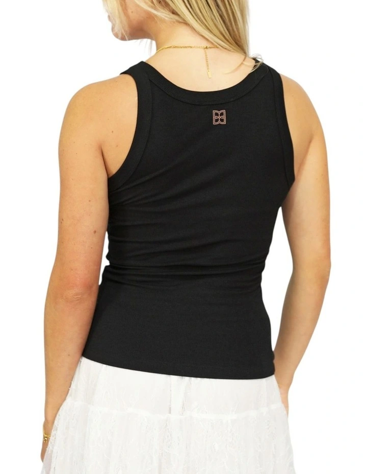 Last Time Ribbed Tank Top in Black image 4