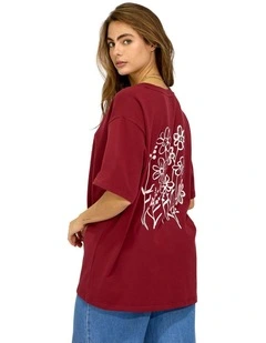 Back to Bloom Oversized T-Shirt in Burgundy