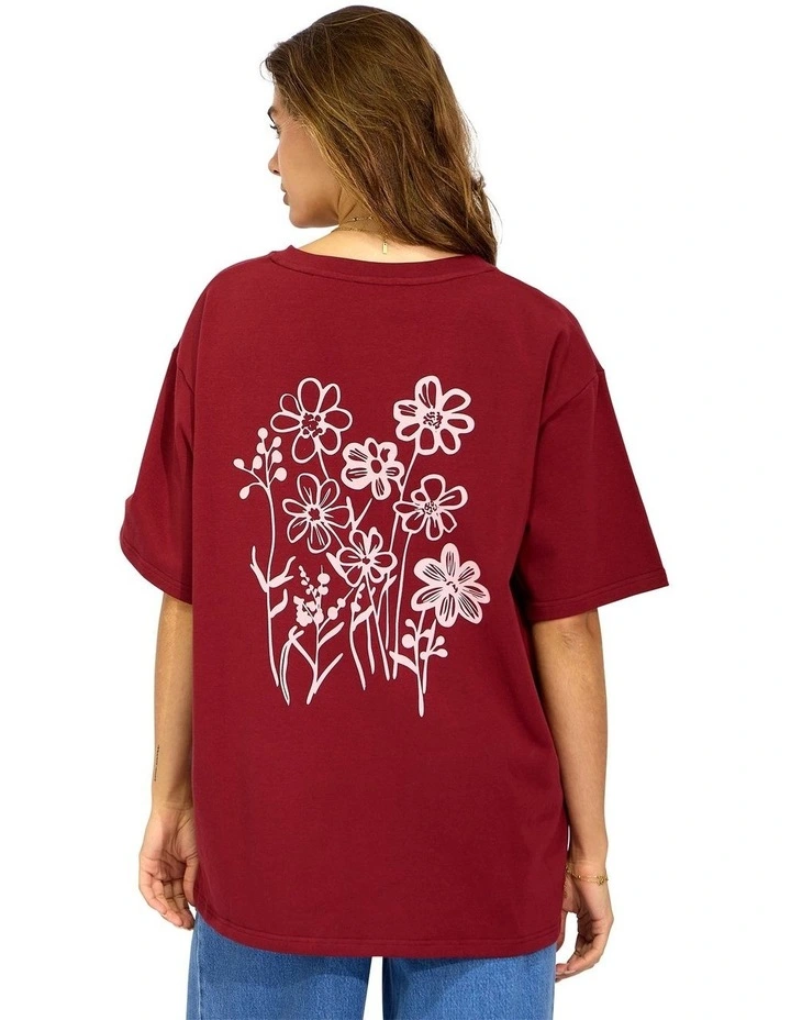 Back to Bloom Oversized T-Shirt in Burgundy image 4