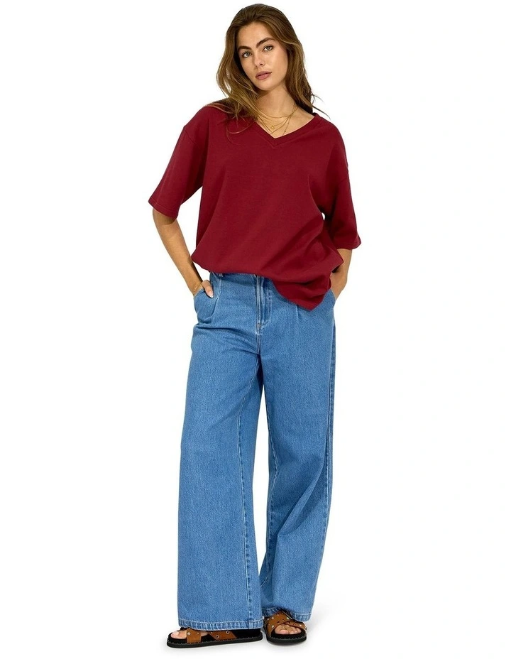 Back to Bloom Oversized T-Shirt in Burgundy image 6