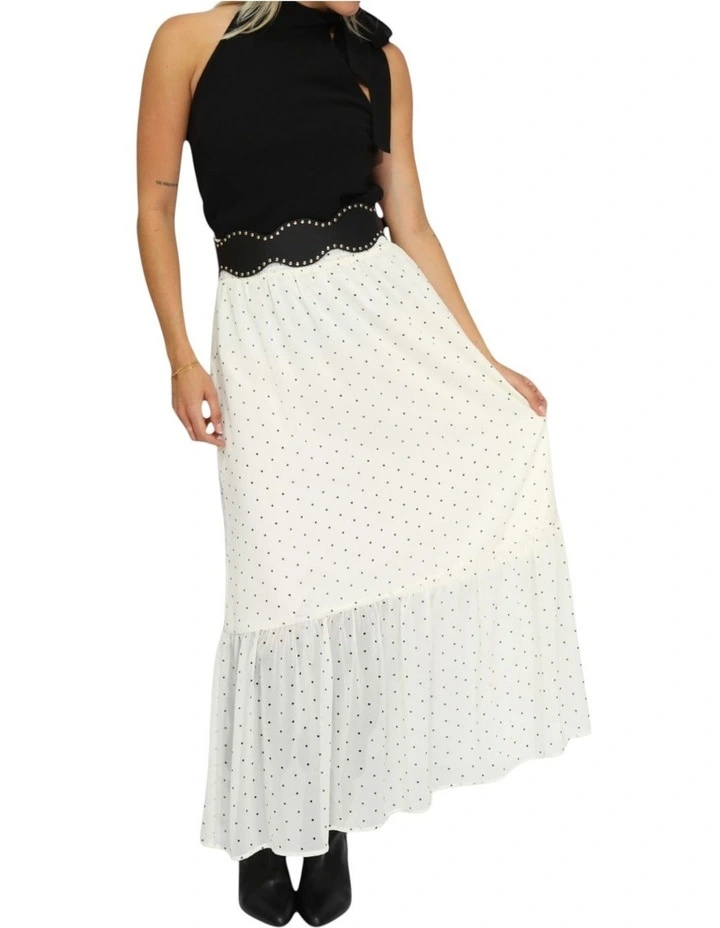 Let It Flow Tiered Maxi Skirt in Cream/Black image 1