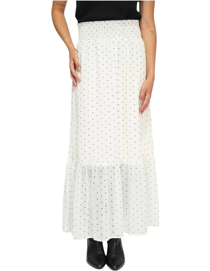 Let It Flow Tiered Maxi Skirt in Cream/Black image 2