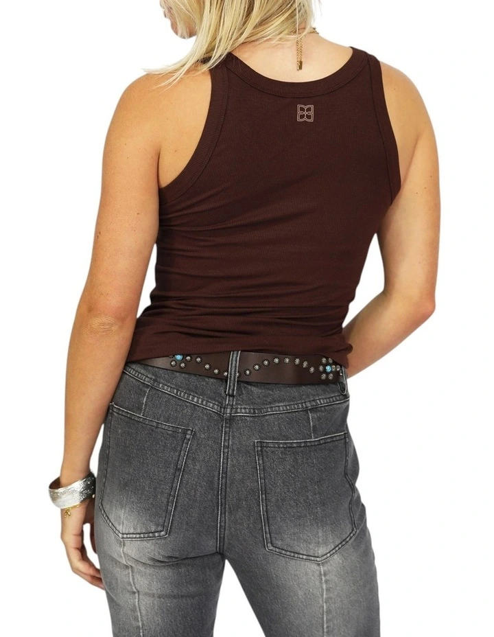 Last Time Ribbed Tank Top in Chocolate image 4