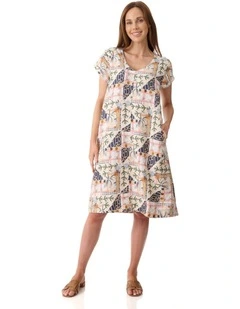 Edna cap sleeve dress in Latte