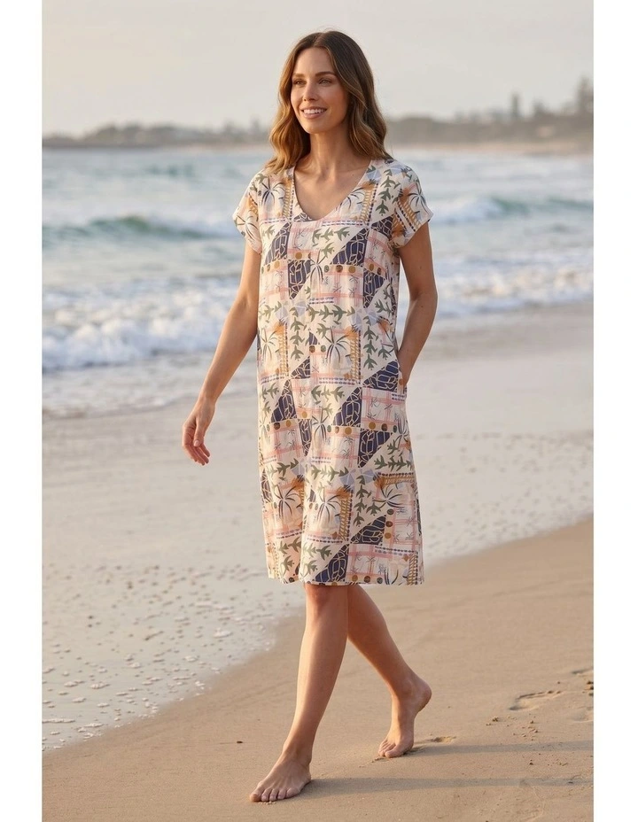 Edna cap sleeve dress in Latte image 3