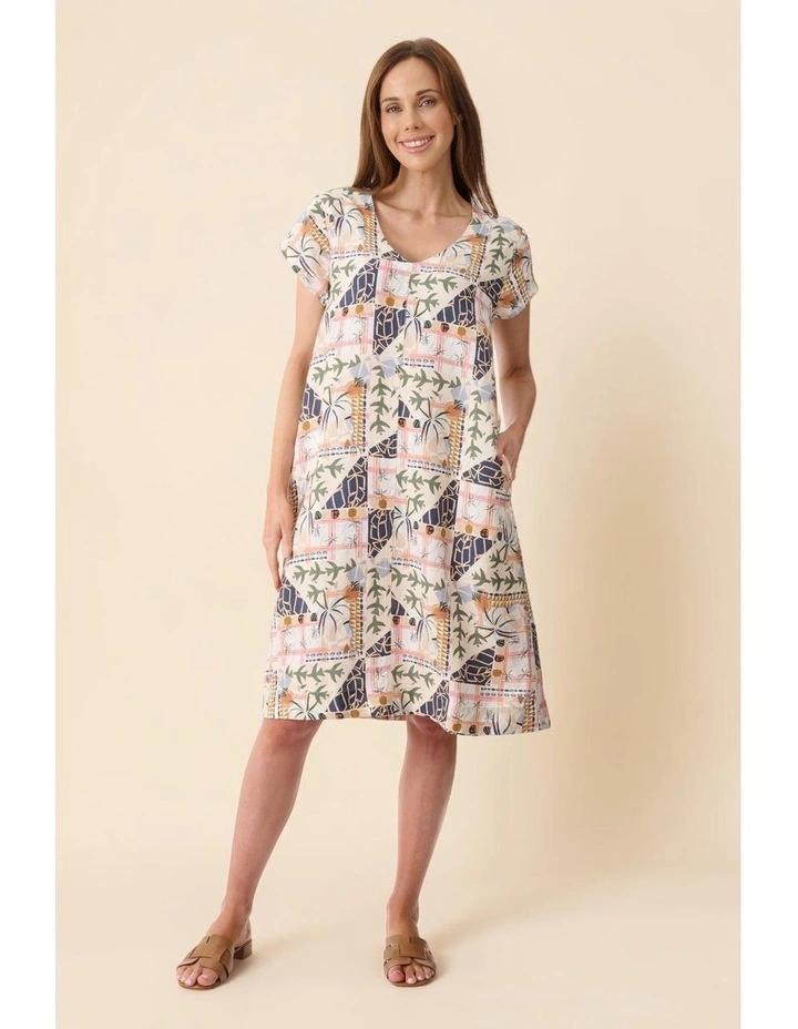 Edna cap sleeve dress in Latte image 4