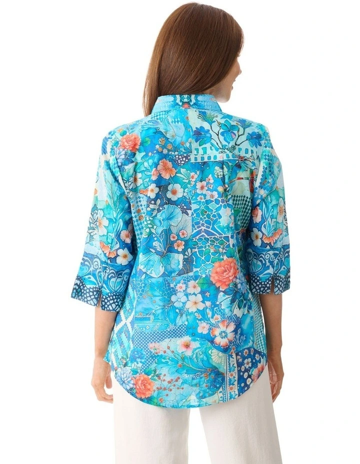 Ursula 3/4 sleeve shirt in Blue image 2