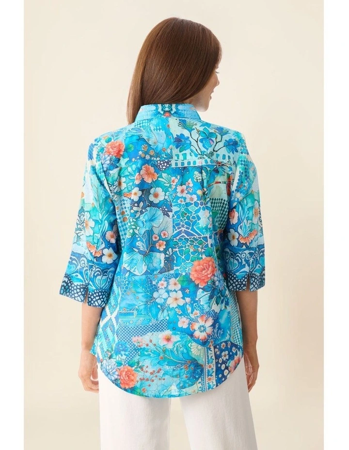 Ursula 3/4 sleeve shirt in Blue image 5