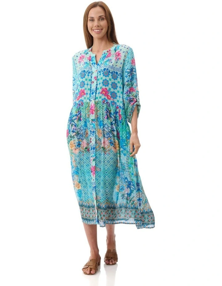 Josie print dress in Blue image 1