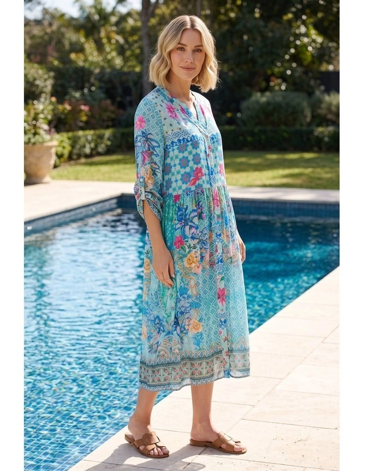 Josie print dress in Blue image 3