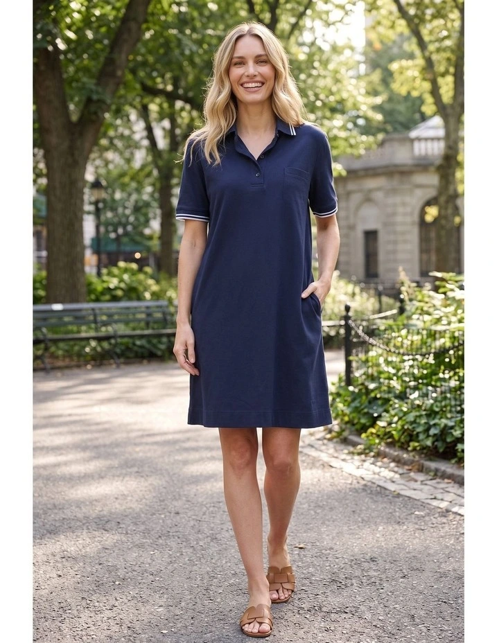 Polo dress in Navy image 3