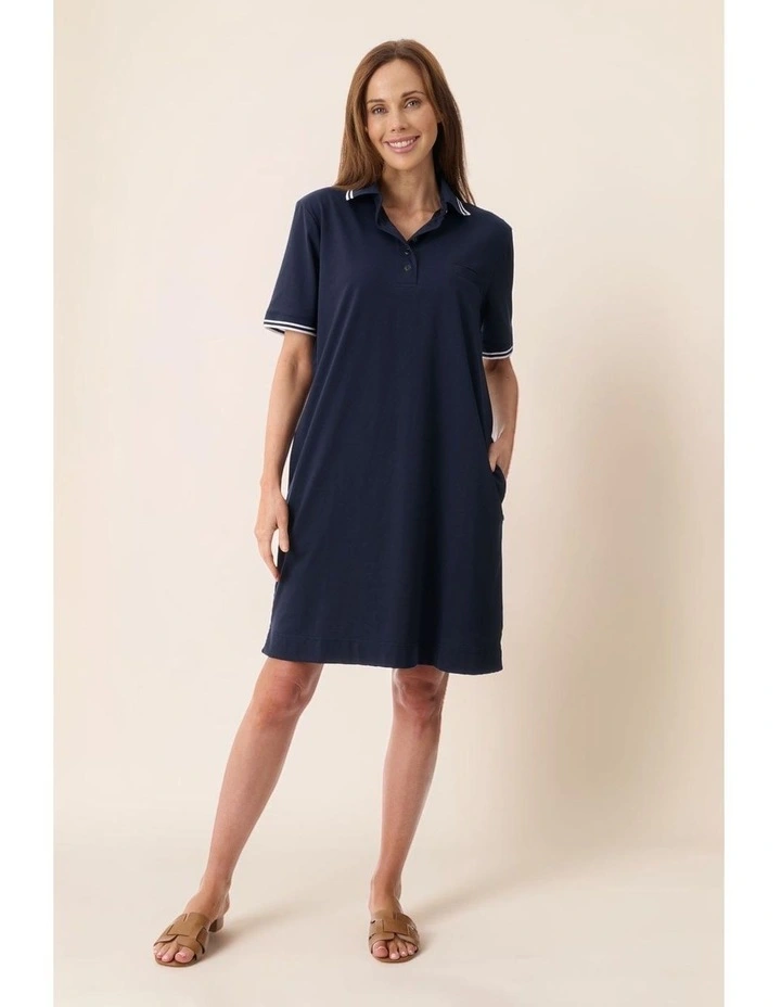 Polo dress in Navy image 4