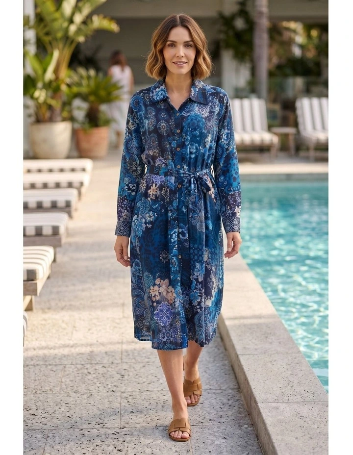 Maggie shirt dress in Blue image 3