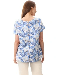 Lucy cap sleeve top in Blue