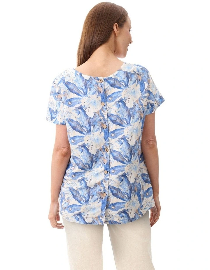 Lucy cap sleeve top in Blue image 1