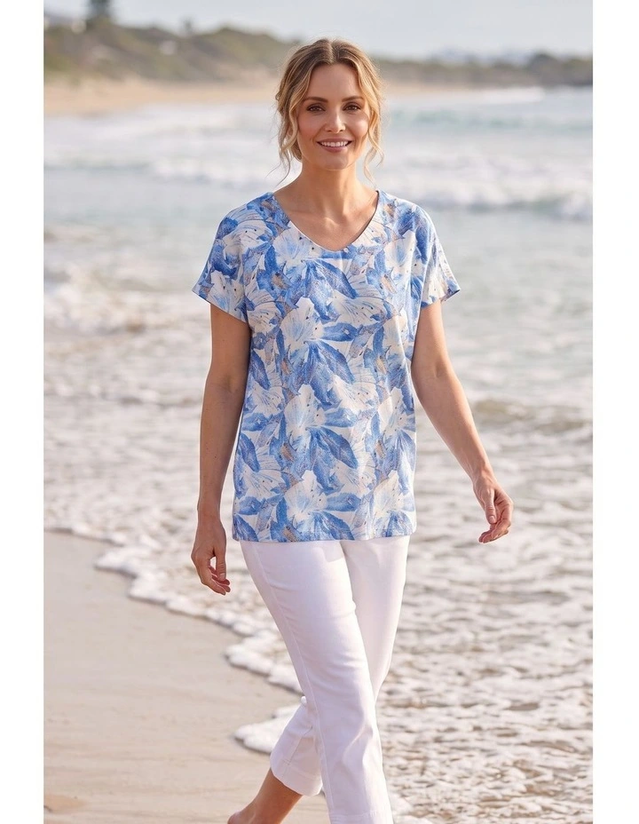 Lucy cap sleeve top in Blue image 2