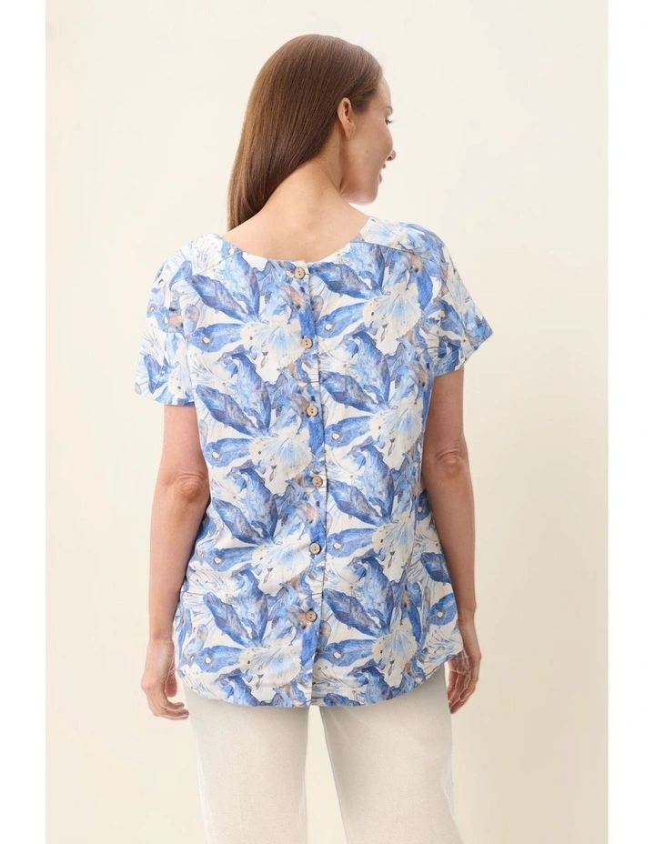 Lucy cap sleeve top in Blue image 3
