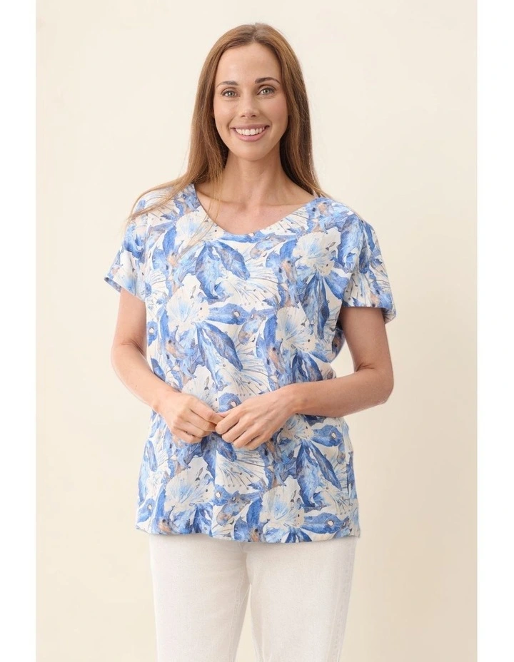Lucy cap sleeve top in Blue image 4