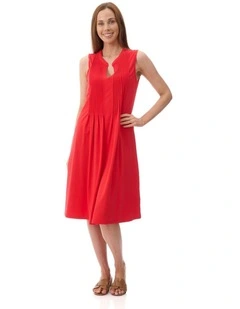Sleeveless jersey dress in Ruby