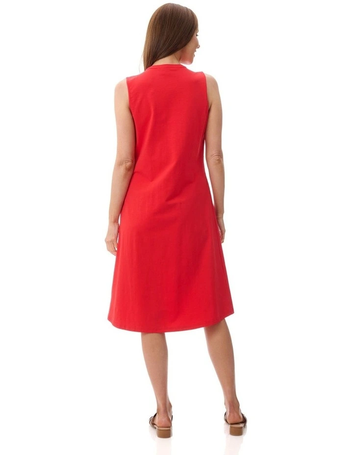 Sleeveless jersey dress in Ruby image 2