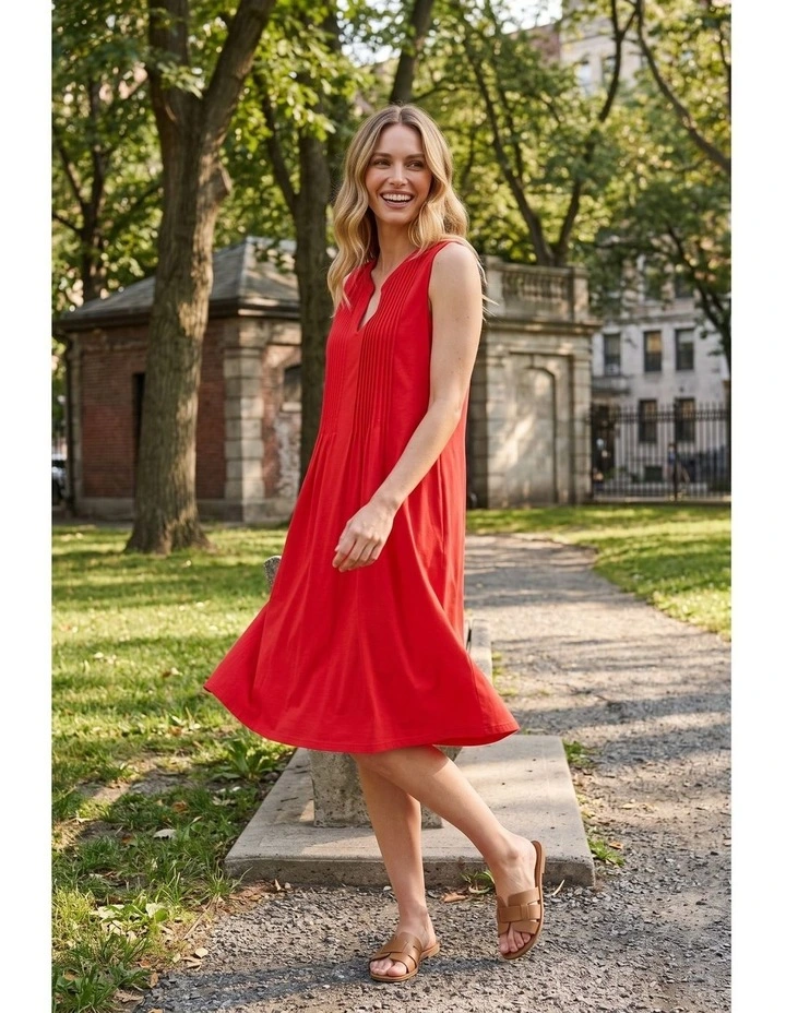 Sleeveless jersey dress in Ruby image 6