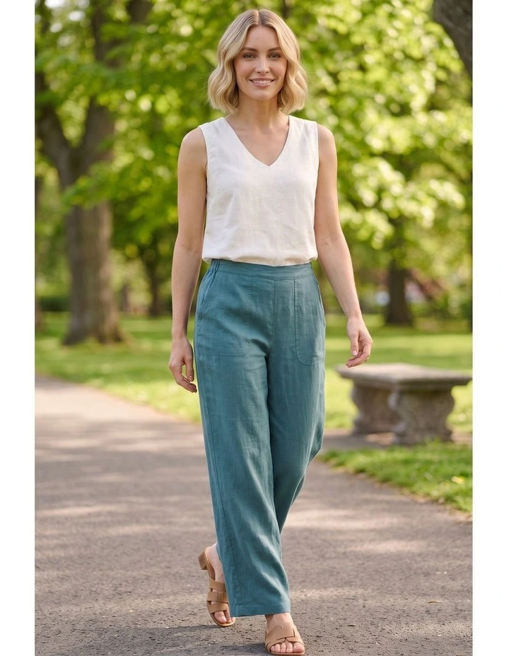 Relaxed linen pant in Sand image 7