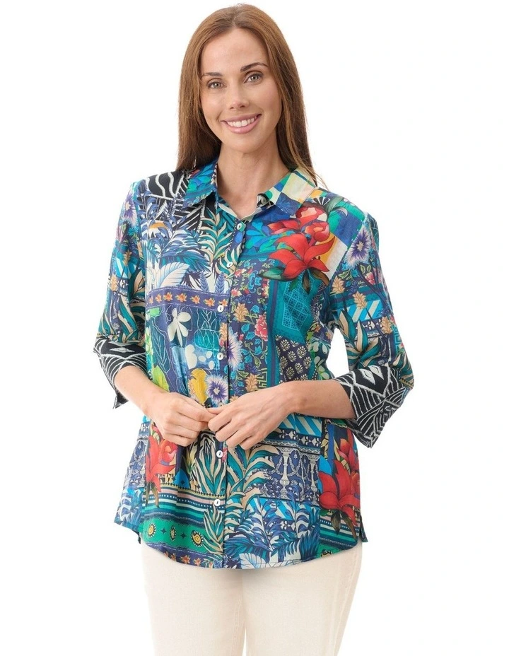 Fiona 3/4 sleeve shirt in Navy image 1