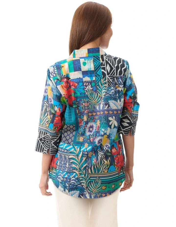Fiona 3/4 sleeve shirt in Navy image 2