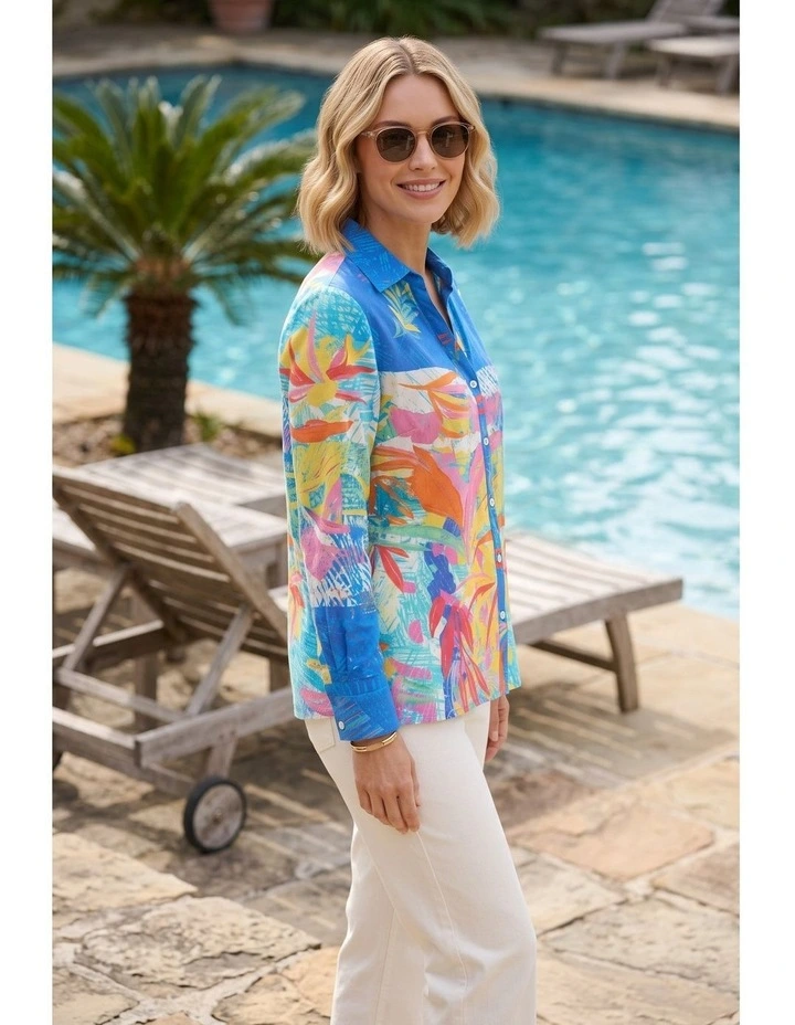 Chloe long sleeve shirt in Blue image 3