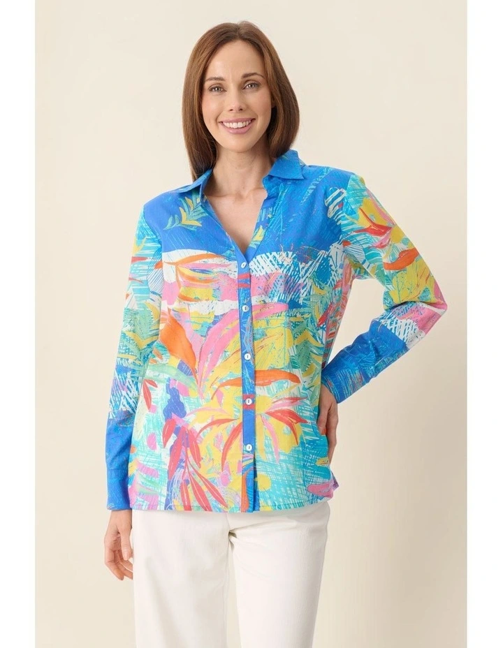 Chloe long sleeve shirt in Blue image 4