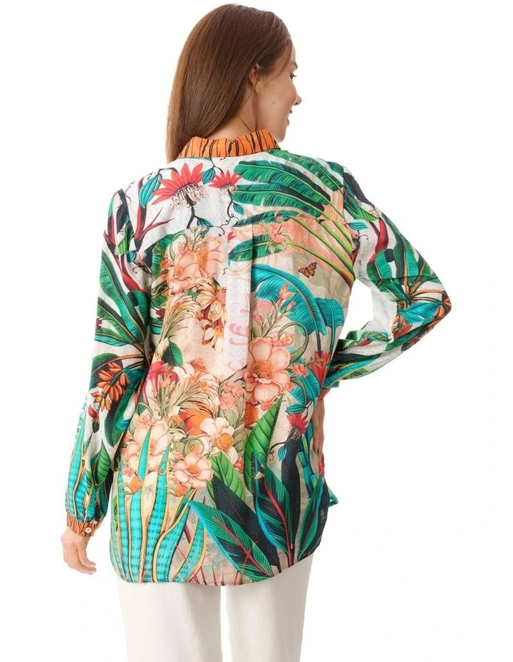 Sasha long sleeve shirt in Teal image 2