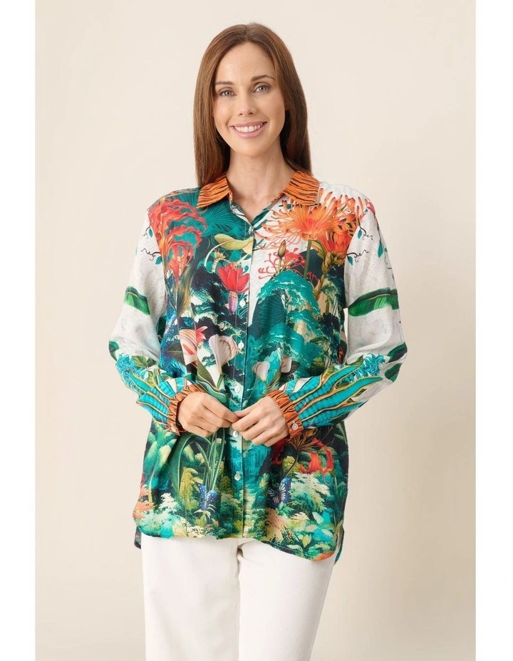 Sasha long sleeve shirt in Teal image 4