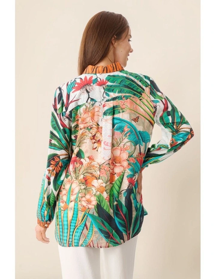 Sasha long sleeve shirt in Teal image 5