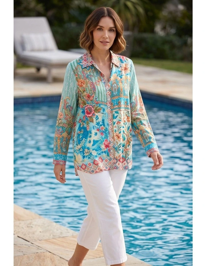 Talia long sleeve shirt in Blue image 3