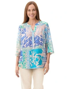 Quin 3/4 sleeve shirt in Blue