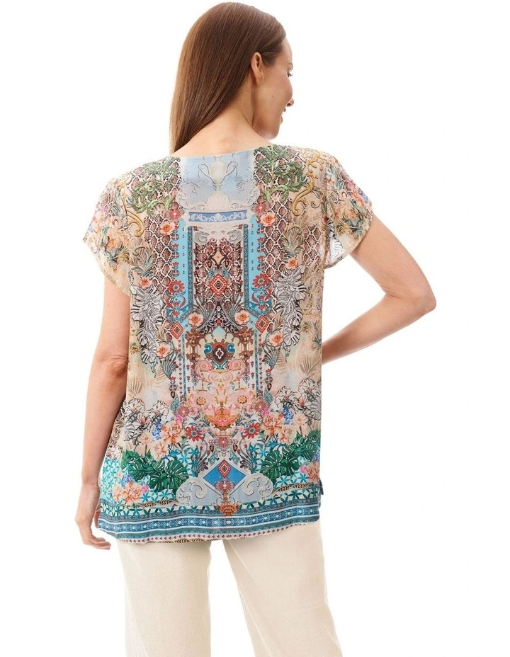 Cassie print top in Butter image 2