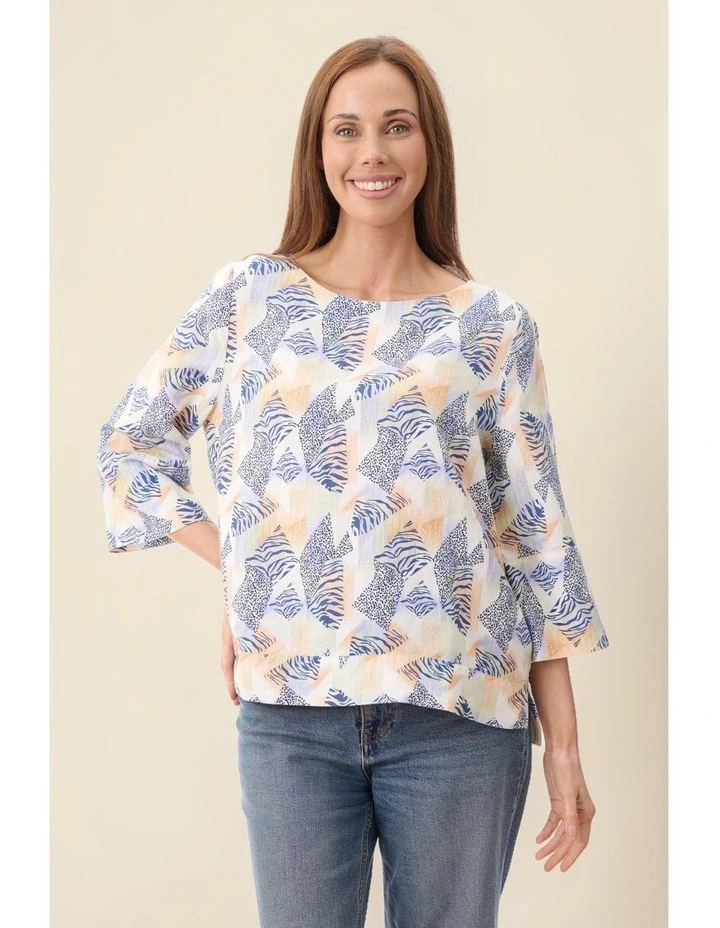 Jane 3/4 sleeve top in Multi image 4